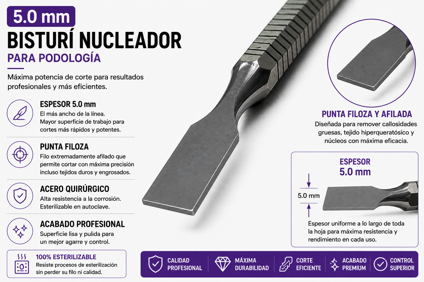 Bisturí Nucleador para Podología | 4 Medidas Disponibles
