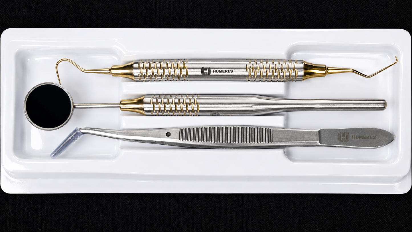 Kit Primer Examen Dental Profesional 3 Piezas | Acero Quirúrgico 420J2
