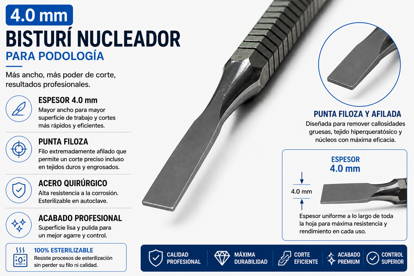 Bisturí Nucleador para Podología | 4 Medidas Disponibles