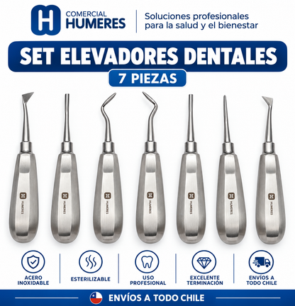 Set de Elevadores Dentales Profesionales 7 Piezas | Acero Quirúrgico 420J2