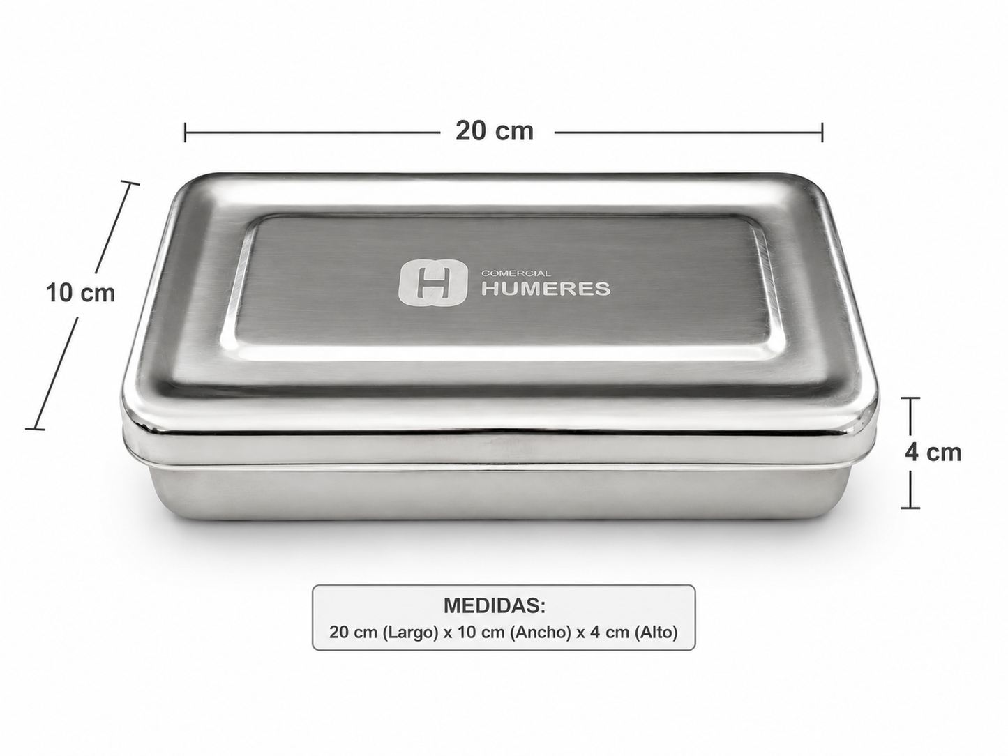 Caja de Esterilización de Acero Inoxidable 20 x 10 x 4 cm | Instrumental Dental y Médico