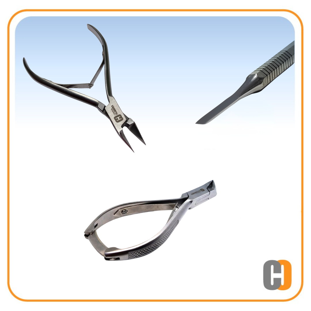 Kit Esencial de Instrumental Podológico : Frontal, Recto Fino, Bisturís Nucleador