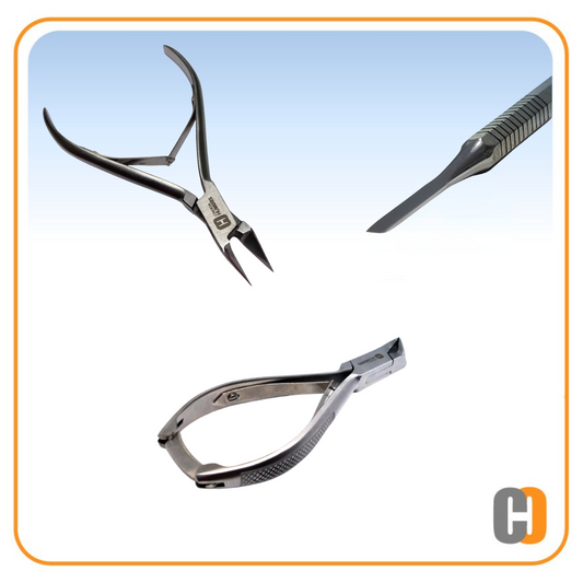 Kit Esencial de Instrumental Podológico : Frontal, Recto Fino, Bisturís Nucleador